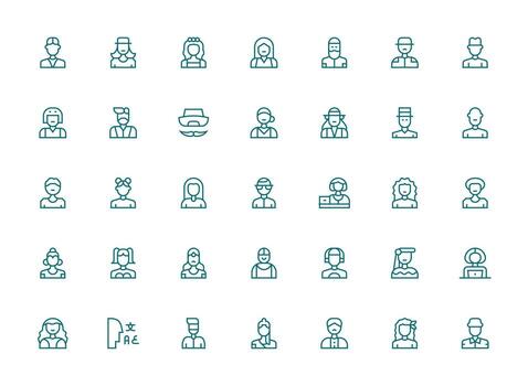 35 Regular Clean Line Style Icons from Avatar Collection Dashboard Icon Series vector
