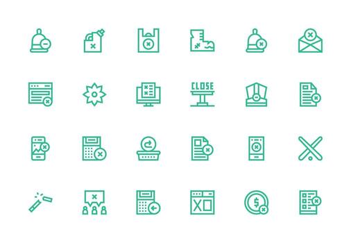 Thick Line Line Style Cancel Icons with 24 Vectors Icon Set