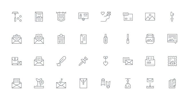 adjunto archivo incluso 32 Delgado línea ilustraciones ui y ux enfocado icono colección vector