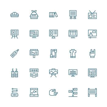 Display Icon Collection with 25 Medium Stroke Outline Designs Fully Editable Icon Set for Web vector