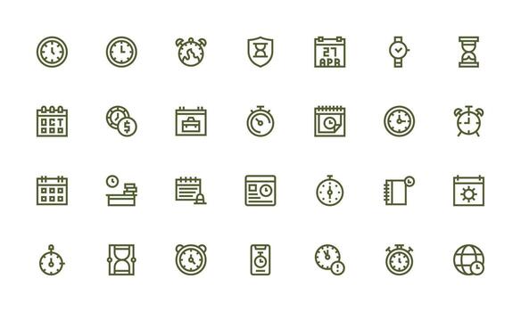 28 Bold Line Vectors for Deadline Theme Flexible Icon System for Web Interfaces