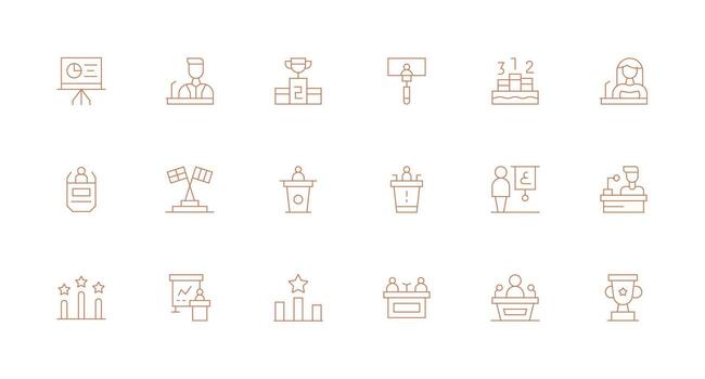 Podium Visual Pack containing 18 Minimal Line Icons Web Icon Collection vector