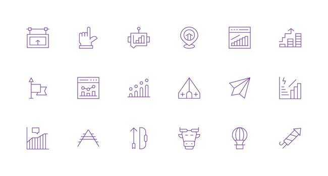 18 Minimal Line Style Icons from Upward Collection Core Icon Collection for Daily Tasks vector