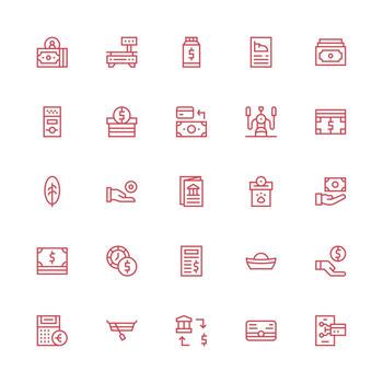 25 Icons for Payment in Medium Stroke Outline Format All Device Compatible Icon Set vector