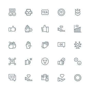 25 medio carrera contorno diseños para positivo realimentación íconos sencillo íconos para interfaz y wireframes vector