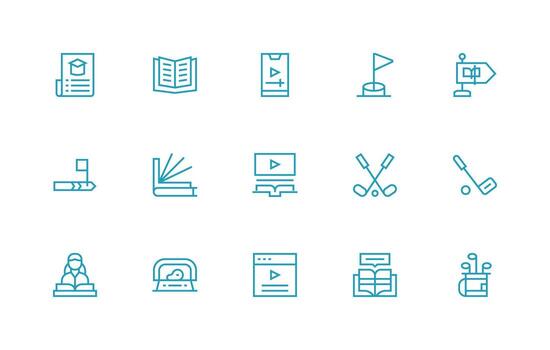 15 Course Icons in Regular Line Aesthetic Full Icon Library for UI Designers vector
