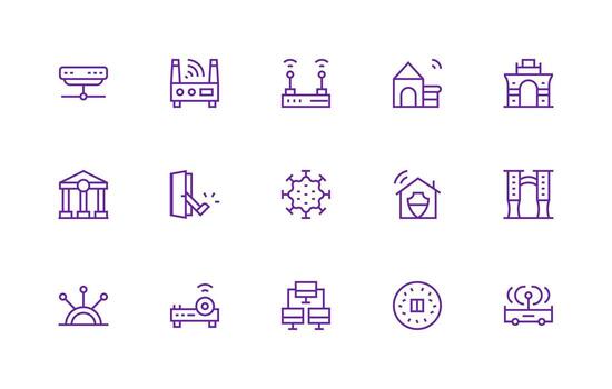 Regular Line Icons from Gateway Set with 15 Vectors Flexible Icon System for Web Interfaces