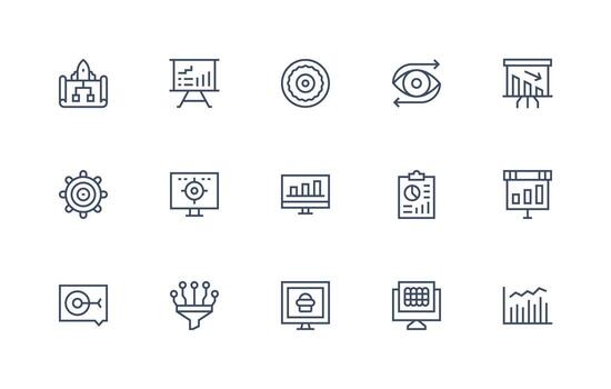 15 Regular Line Vectors for Visualization Theme Glyph Icon Series