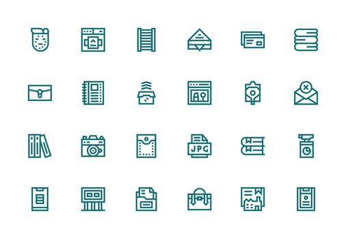 Archive Set with 24 Thick Line Line Icons Simplified Icon Pack for Visual Tools vector