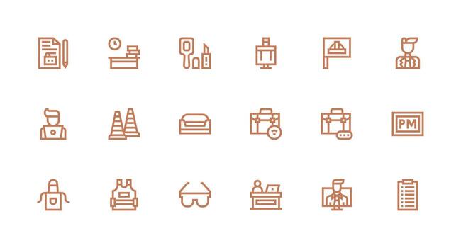 18 fuerte carrera línea vectores para trabajo tema interfaz íconos para diario utilizar