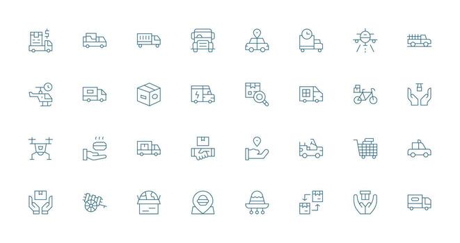 Delivery Service Set with 32 Thin Line Icons Interface Icon Collection for Daily Projects vector