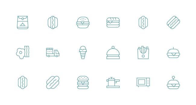 Fastfood featuring 18 Icons in Minimal Line Design Dashboard Icon Series vector