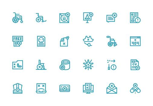 24 Icons for Invalid in Thick Line Line Format Scalable Icons for Cross-Platform Interfaces vector