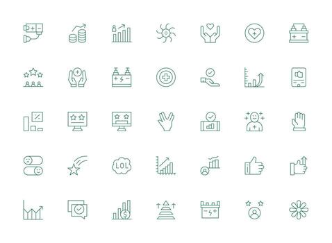 Positive featuring 35 Icons in Light Line Design Web and App Icon Pack Collection vector