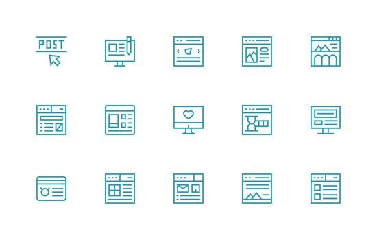 Blog Icon Collection with 15 Regular Line Designs Multi-Purpose Icon Pack for Templates vector