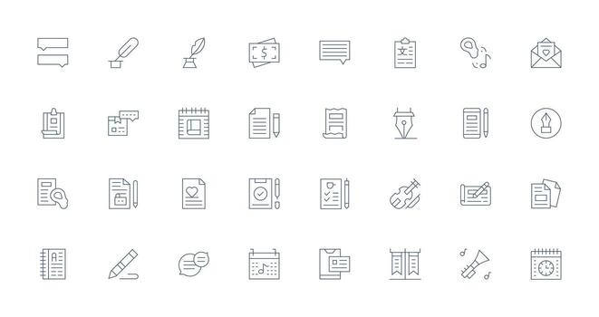 Note featuring 32 Icons in Thin Line Design Icon Pack for UI vector
