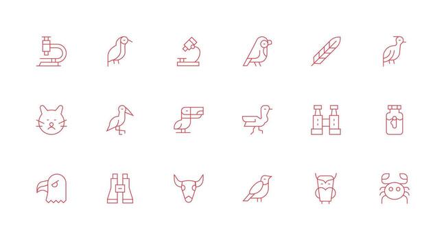 Minimal Line Style Zoology Icons with 18 Vectors Versatile Icon Collection for Designers