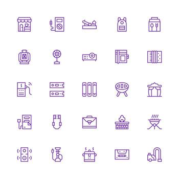 Portable Icon Set with 25 Medium Stroke Outline Graphics Compact Icon Set vector