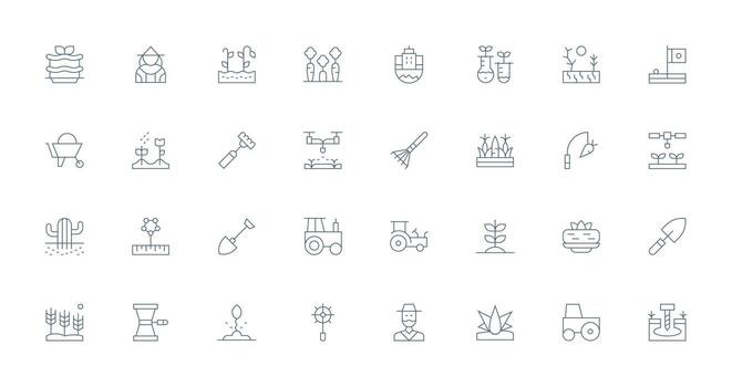 Soil Design Icons featuring 32 in Thin Line Style Essential Icons for Rapid UI Building vector