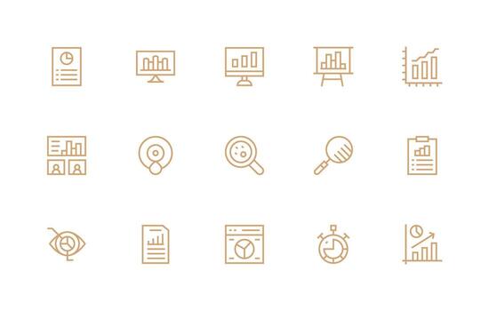 15 Regular Line Icons for Kpi Graphics Minimal Icon Pack vector
