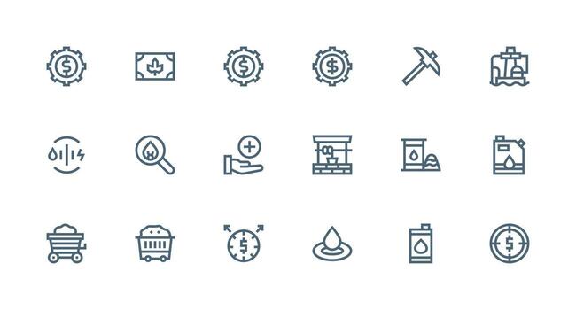 Resource Icon Set with 18 Strong Stroke Line Graphics Fully Editable Icon Set for Web vector