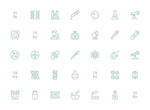 Light Line Icons from Science Set with 35 Vectors Flexible Icon System for Web Interfaces