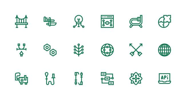 Strong Stroke Line Icons from Connection Point Set with 18 Vectors Theme-Based Icon Pack