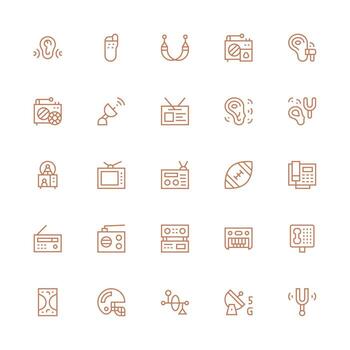 25 Medium Stroke Outline Vectors for Receiver Theme Complete Icon Bundle for Web Design