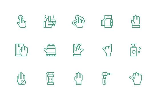15 Regular Line Icons for Hand Graphics App Icon Pack vector