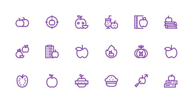 Apple Design Icons featuring 18 in Strong Stroke Line Style User Interface Icons for Digital Products vector