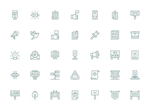 35 íconos para darse cuenta en ligero línea formato rápido acceso íconos para ui desarrollo vector