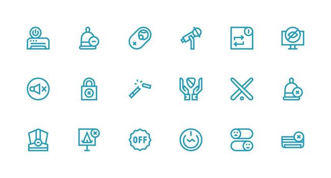 Disable Design Icons featuring 18 in Strong Stroke Line Style Icon Pack for Various Themes vector
