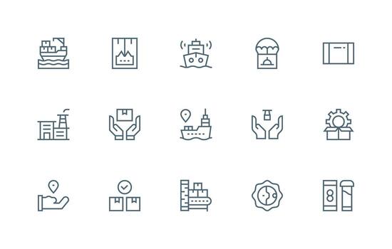 Logistics Icon Set with 15 Regular Line Graphics Icon Set for Web vector