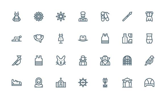 Silhouette Set with 28 Bold Line Icons Clean Icon Set Icon Pack for UI Projects vector