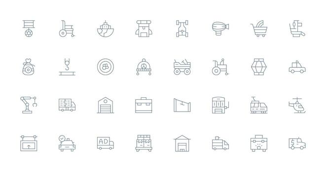 32 Icons for Transport in Thin Line Format UI-Ready Icon Collection vector