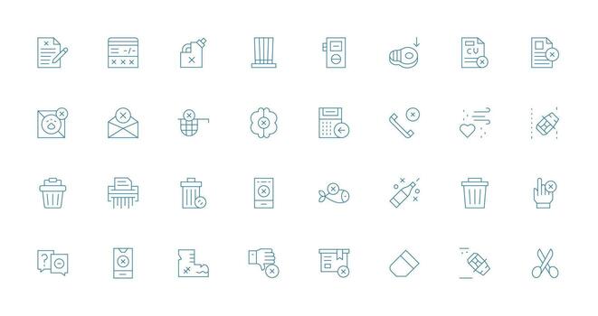 32 Icons for Delete in Thin Line Format Versatile Icon Collection for Designers vector