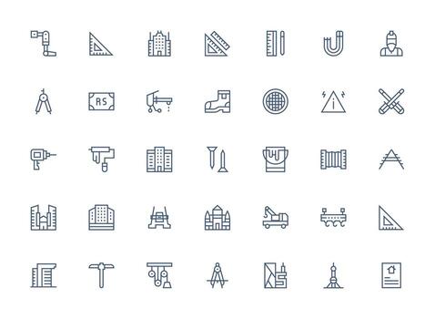regular limpiar línea íconos desde construcción conjunto con 35 vectores alta resolución íconos para ninguna plataforma