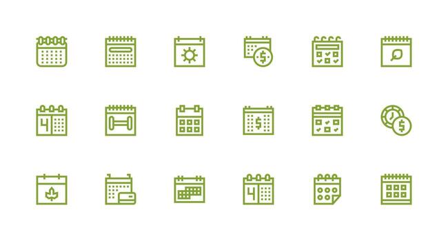 18 Strong Stroke Line Vectors for Yearly Theme UI-Ready Icon Collection