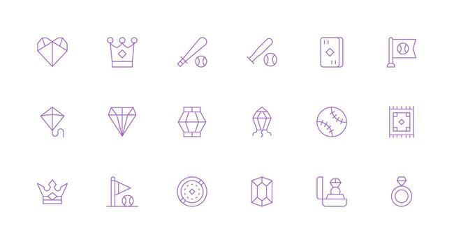 mínimo línea íconos desde diamante conjunto con 18 vectores escalable icono paquete