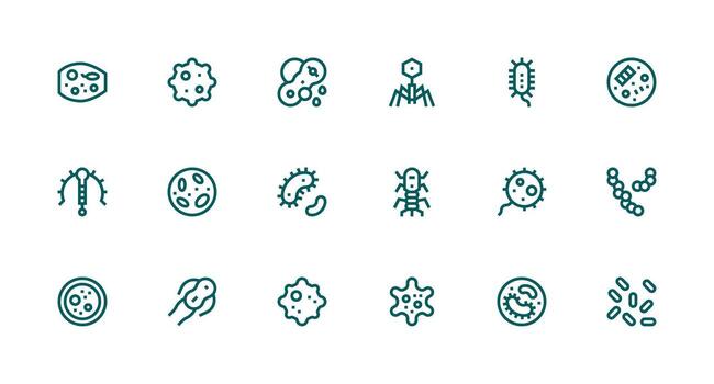 18 Icons for Pathogen in Strong Stroke Line Format UI-Ready Icon Collection vector