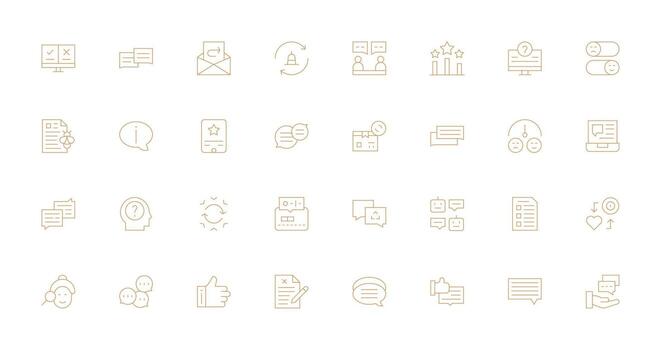 32 Thin Line Designs for Feedback Icons Clear and Concise Icon Set Collection vector