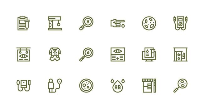 Strong Stroke Line Style Testing Icons with 18 Vectors Detailed Icon Collection for Design Systems