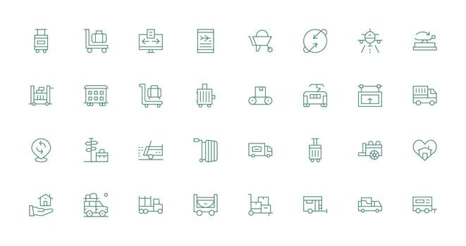 Moving featuring 32 Icons in Thin Line Design Pixel Perfect Icon Set vector