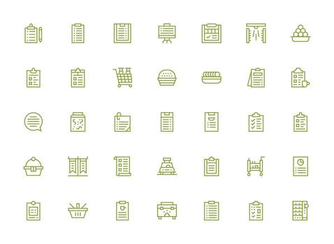 35 Regular Clean Line Style Icons from Items Collection Interface Icon Collection vector