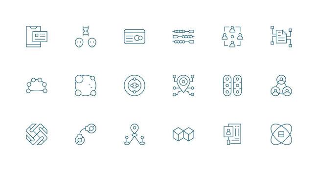 vinculado icono colección con 18 mínimo línea diseños diseño icono colección vector