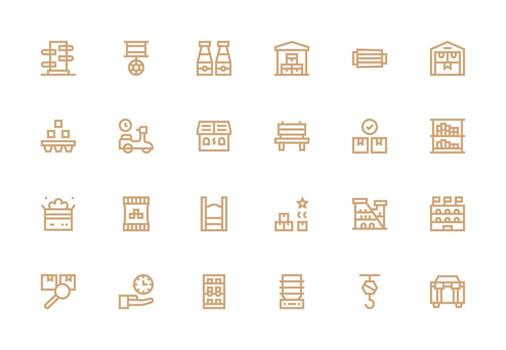 Logistic Design Icons featuring 24 in Thick Line Line Style Display Icon Pack vector