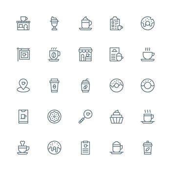 Medium Stroke Outline Icons from Coffee Shop Set with 25 Vectors Simplified Icon Pack for Visual Tools