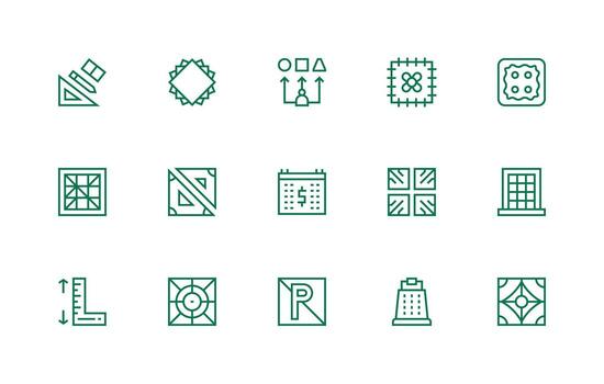 Regular Line Icons from Square Set with 15 Vectors UI Icon Set