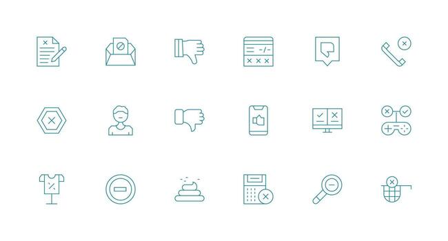 18 Minimal Line Designs for Reject Icons Sharp Icons for Presentations vector