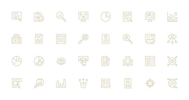 32 Thin Line Icons for Data Analysis Graphics Compact Icon Set vector